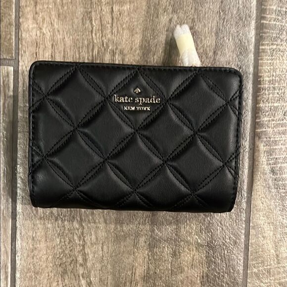 NWT Kate Spade Black leather Quilted Wallet - Picture 1 of 3